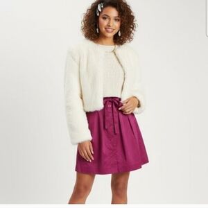 Theory Prisia Magenta Button-Front Tie Waist Skirt | Size 2